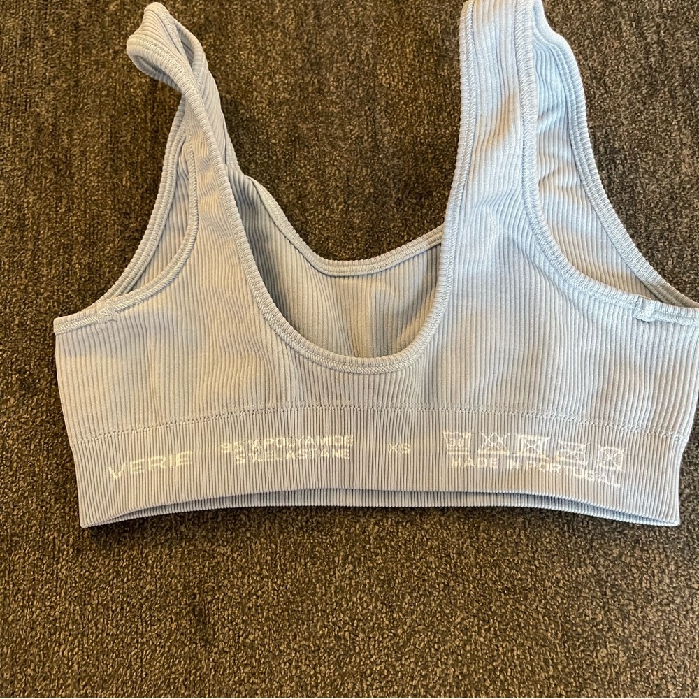 Verie | Blue Ribbed Sports Bra - Picture 6 of 9